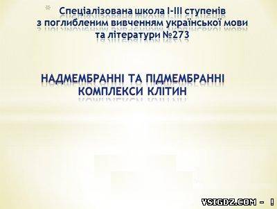 Презентація «Надмембранні і підмембранні комплекси»
