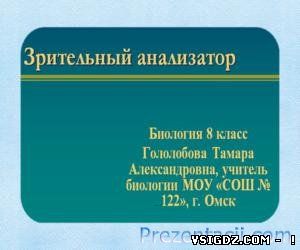 Презентація на тему Зоровий аналізатор