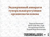 Презентація до уроку біології "Ендокринний апарат і гуморальна регуляція організму людини"